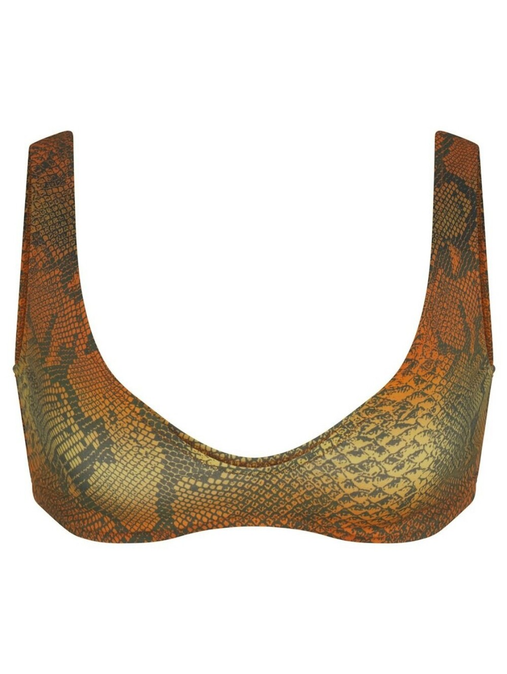NWT SKIMS Signature Swim Plunge Triangle Top Onyx Forest Ombre Snake Print XL